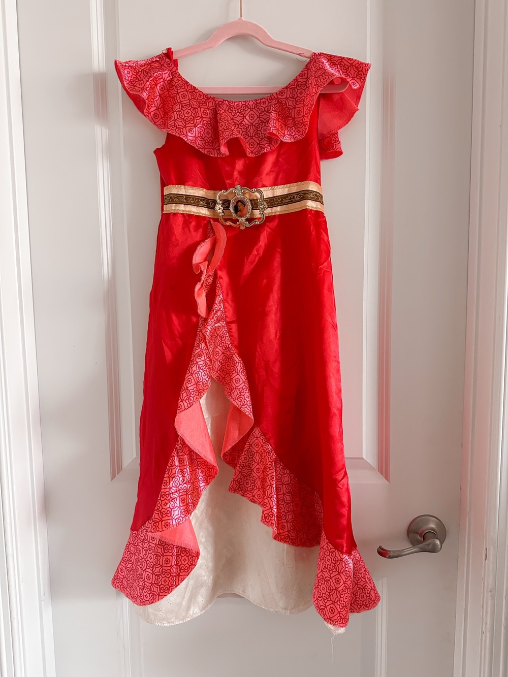 Disneyβs Elena of Avalor Red Costume Dress w/Gold Belt Accent - Size S (4-6x)